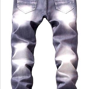 YTD Mens Distressed Ripped Slim Jeans Stretched Moto Denim Pants